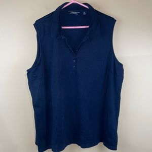 Lands End navy sleeveless polo shirt